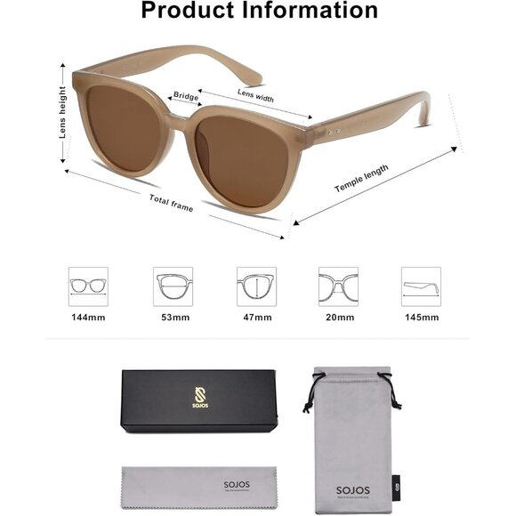 ? Women Brown Trendy Cat Eye Sunglasses Round Polarized Fashion Sunnies Eyewear